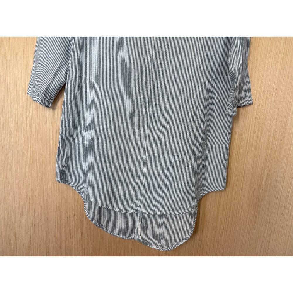 Soft Surroundings 100% Linen Getaway Striped Tunic Top Sz Small Pockets Coastal - Picture 4 of 11